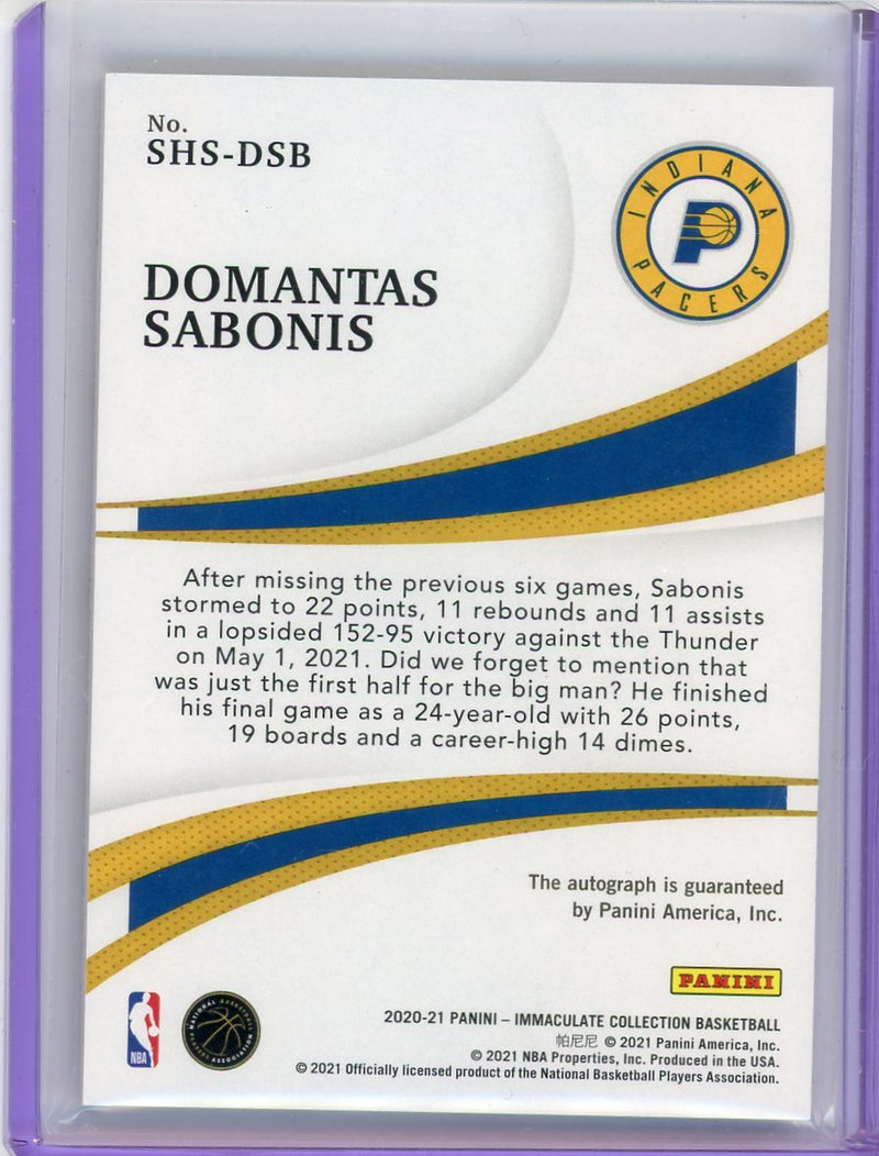 Domantas Sabonis 2020 Panini Immaculate Basketball Shadowbox Signatures 
