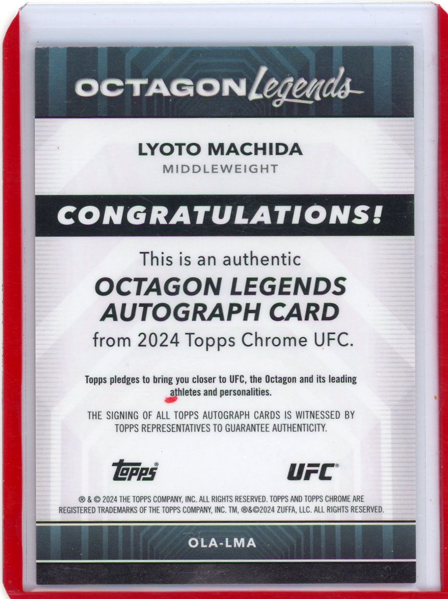 Lyoto Machida 2024 Topps Chrome UFC Octagon Legends autograph orange ref. #'d 10/25