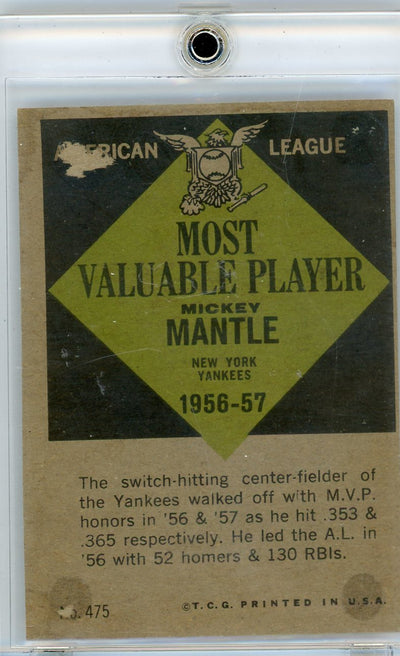 Mickey Mantle 1961 Topps Most Valuable Player 1956-'57 No. 495