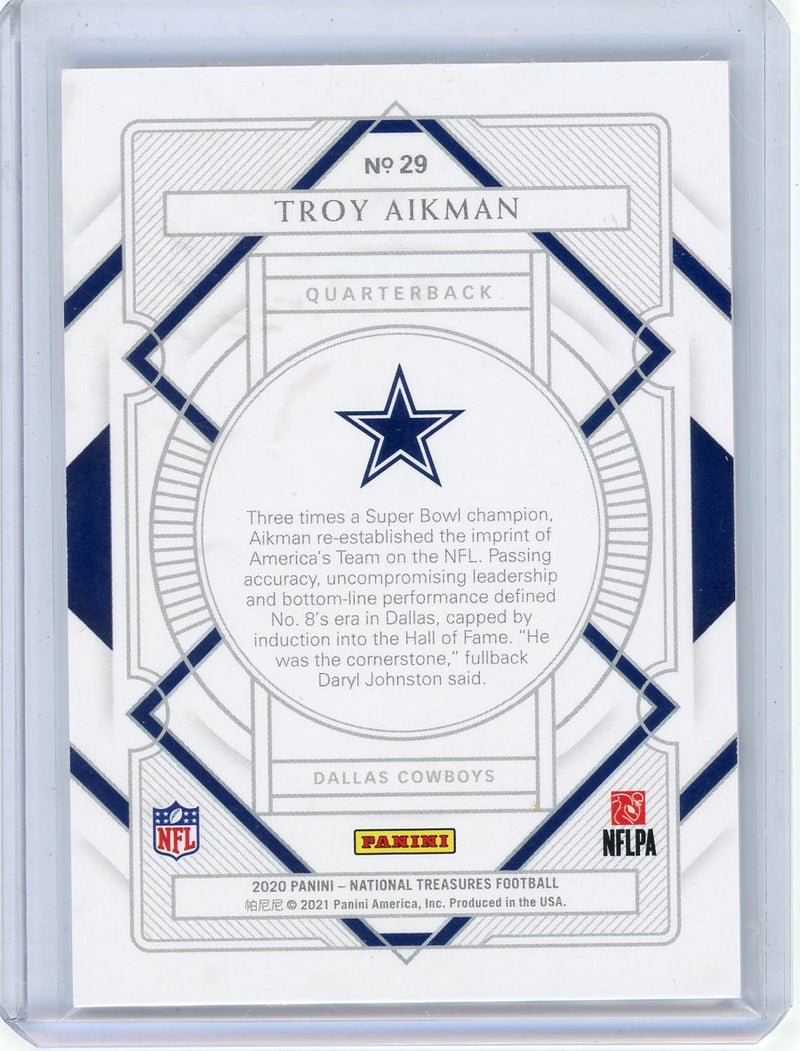 Troy Aikman 2020 Panini National Treasures purple 