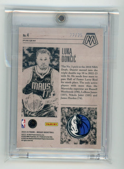 Luka Doncic 2022 Panini Mosaic Notoriety White Mosaic #'d 22/25