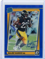 Najee Harris 2021 Panini Donruss Optic Rated Rookie Autograph Blue #'d 16/99