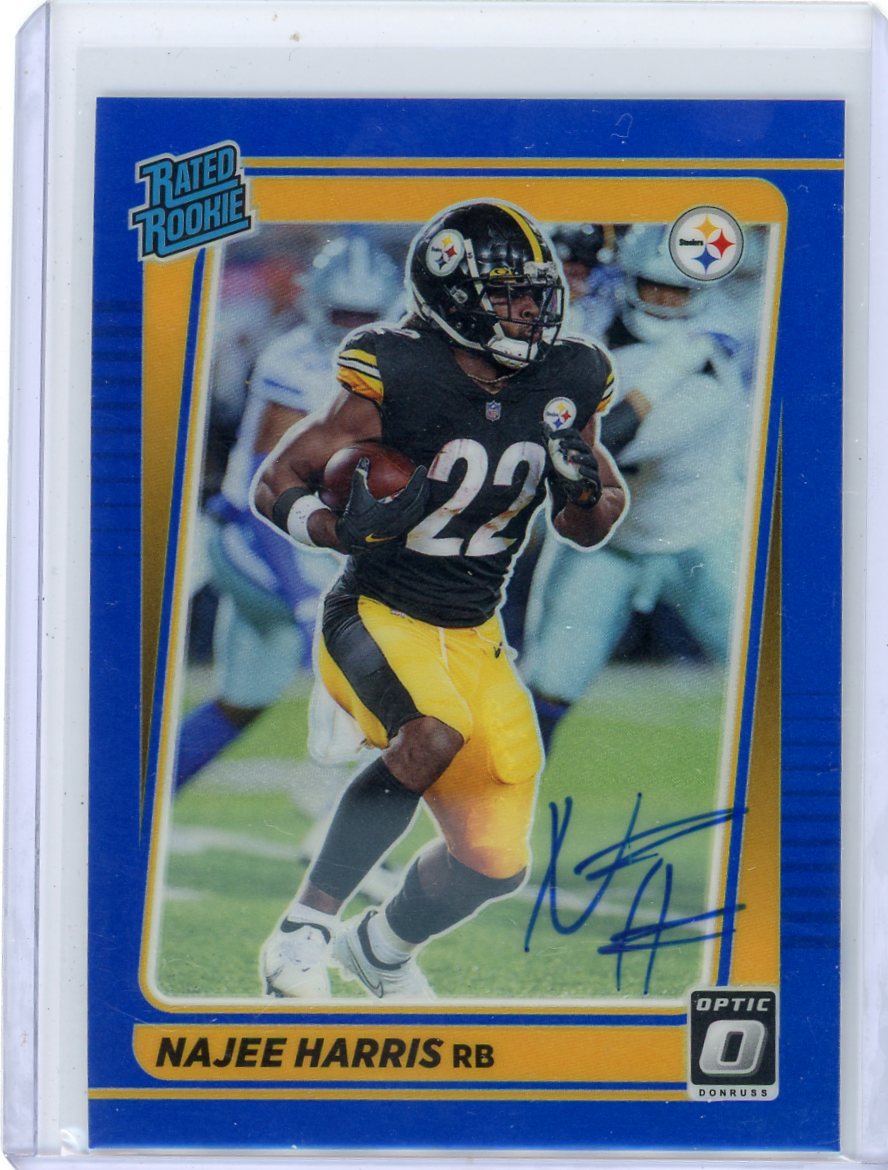 Najee Harris 2021 Panini Donruss Optic Rated Rookie Autograph Blue #'d 16/99