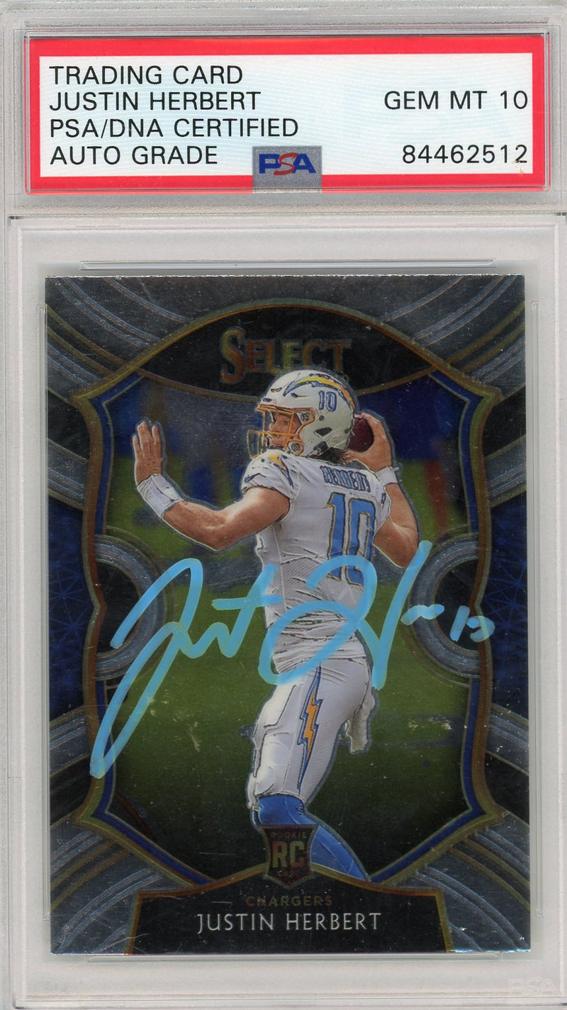 Justin Herbert 2020 Panini Select Rookie In-Person Autograph PSA 10