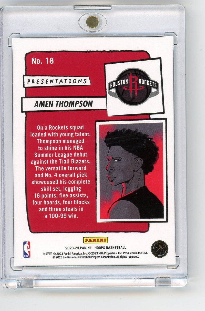 Amen Thompson 2023-24 Panini NBA Hoops Presentations rookie card SP