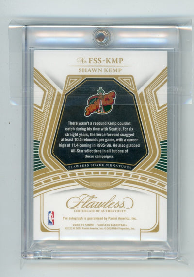 Shawn Kemp 2023 Panini Flawless Basketball Flawless Shade Signatures Emerald #'d 5/5