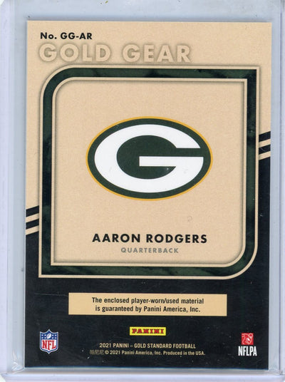 Aaron Rodgers 2021 Panini Gold Standard Gold Gear jersey relic #'d 065/199