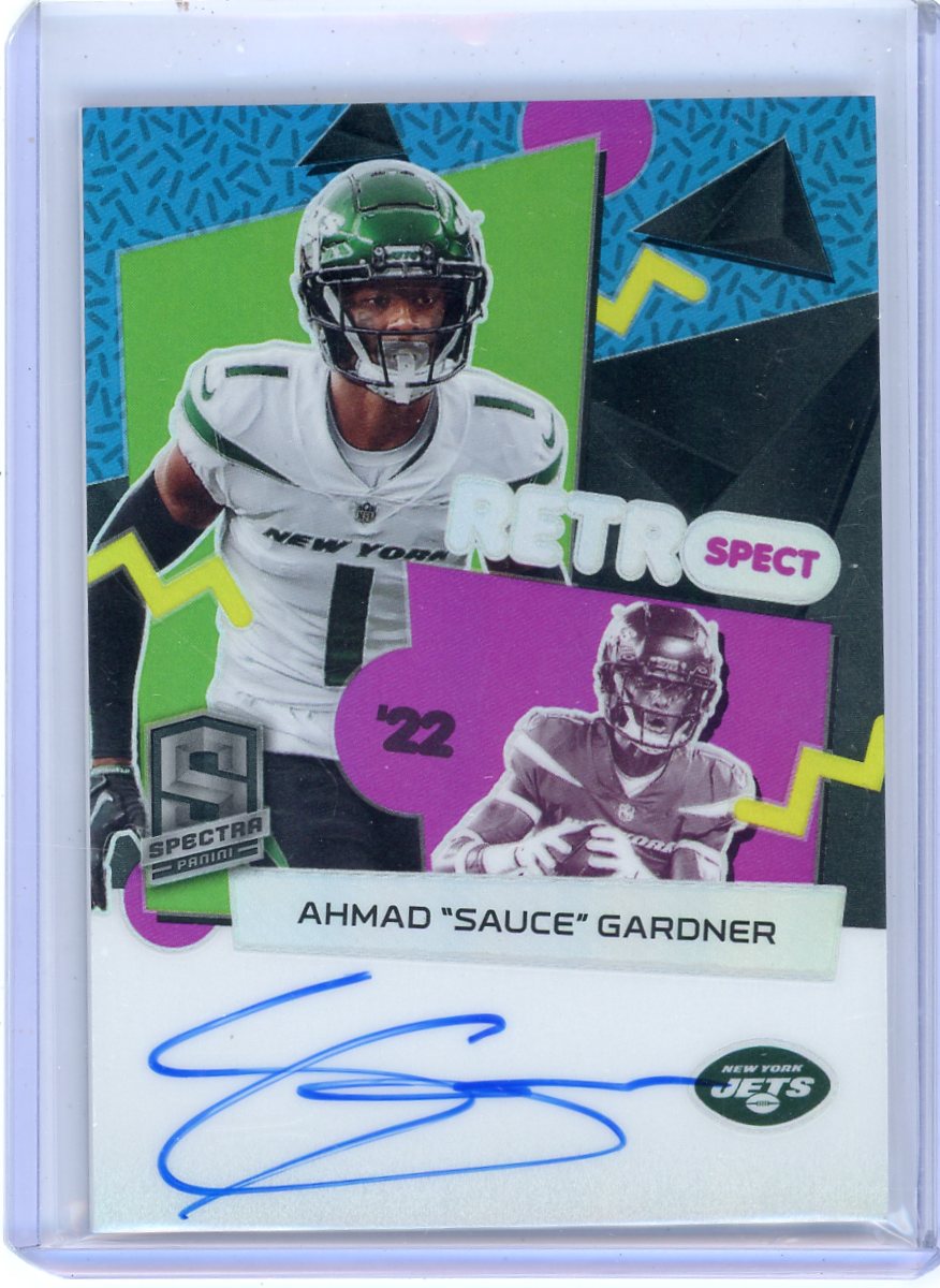 Ahmad "Sauce" Gardner 2023 Panini Spectra Retrospect Autograph #'d 06/50