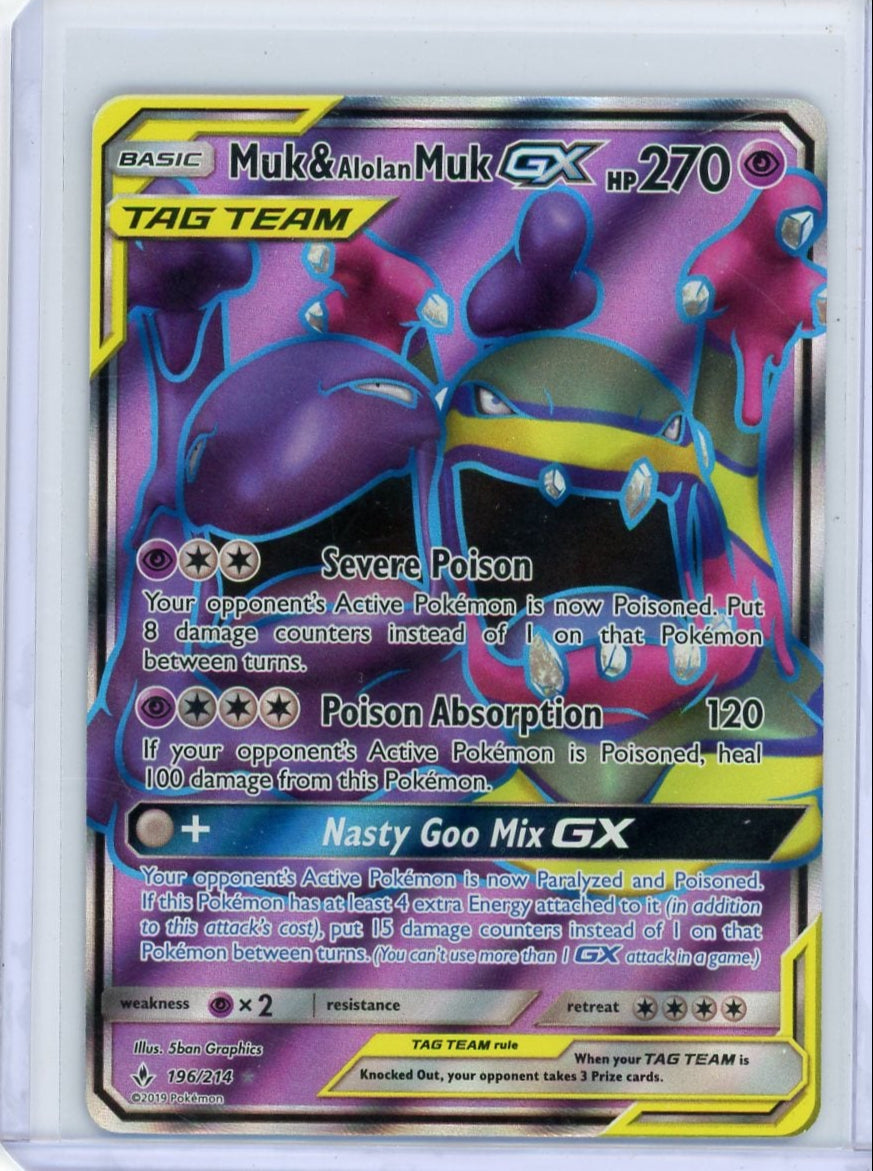 Muk & Alolan Muk Pokémon Unbroken Bonds Ultra Rare Tag Team #196/214