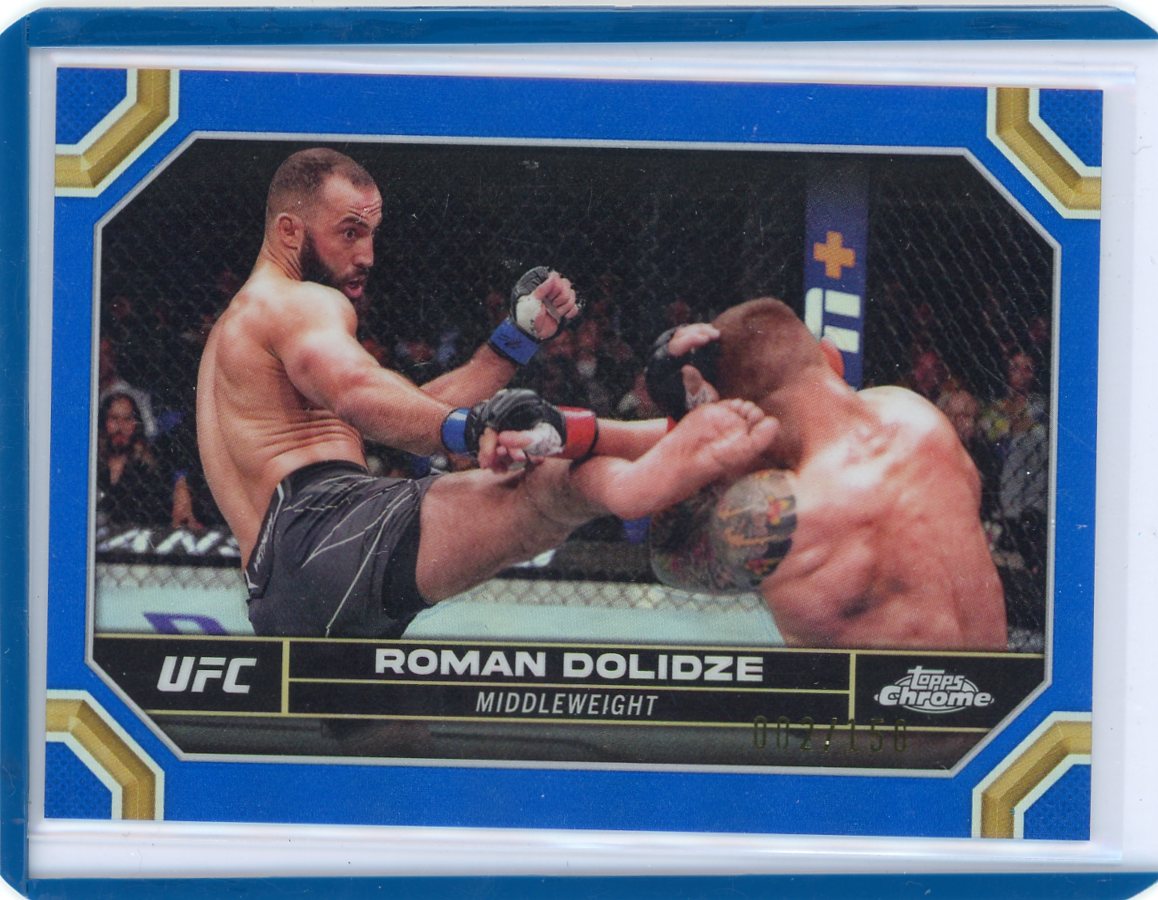Roman Dolidze 2024 Topps Chrome UFC blue refractor #'d 002/150