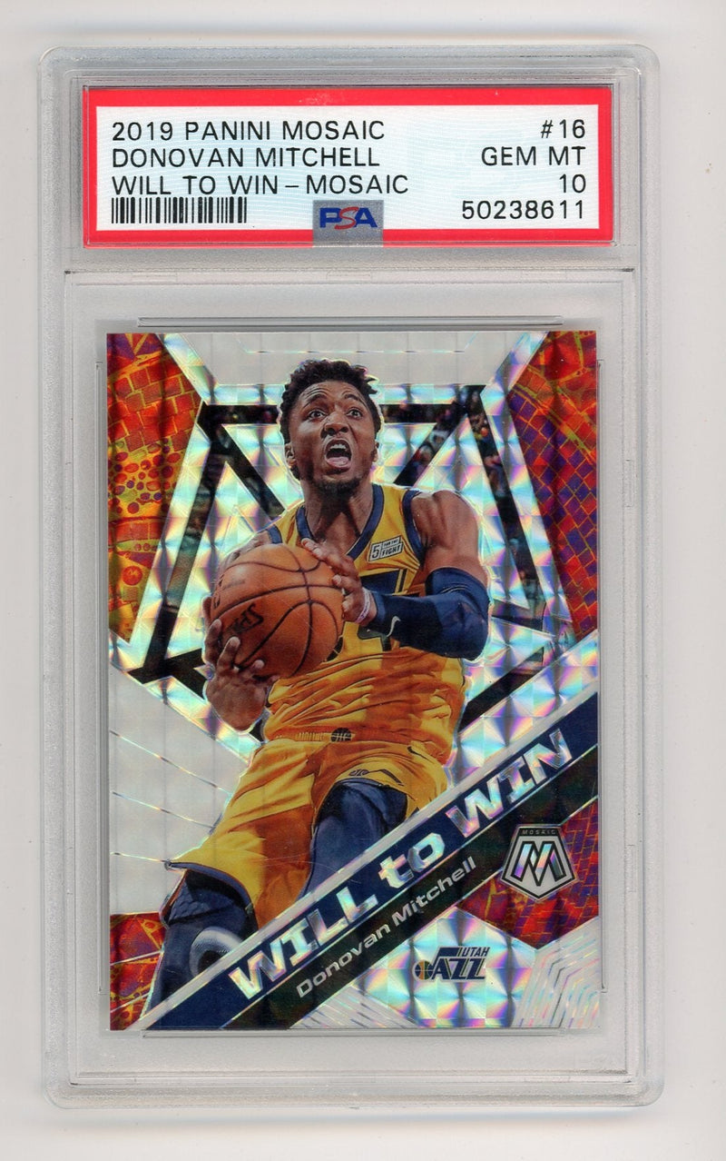 Donovan Mitchell 2019 Panini Mosaic Will to Win mosaic prizm PSA 10