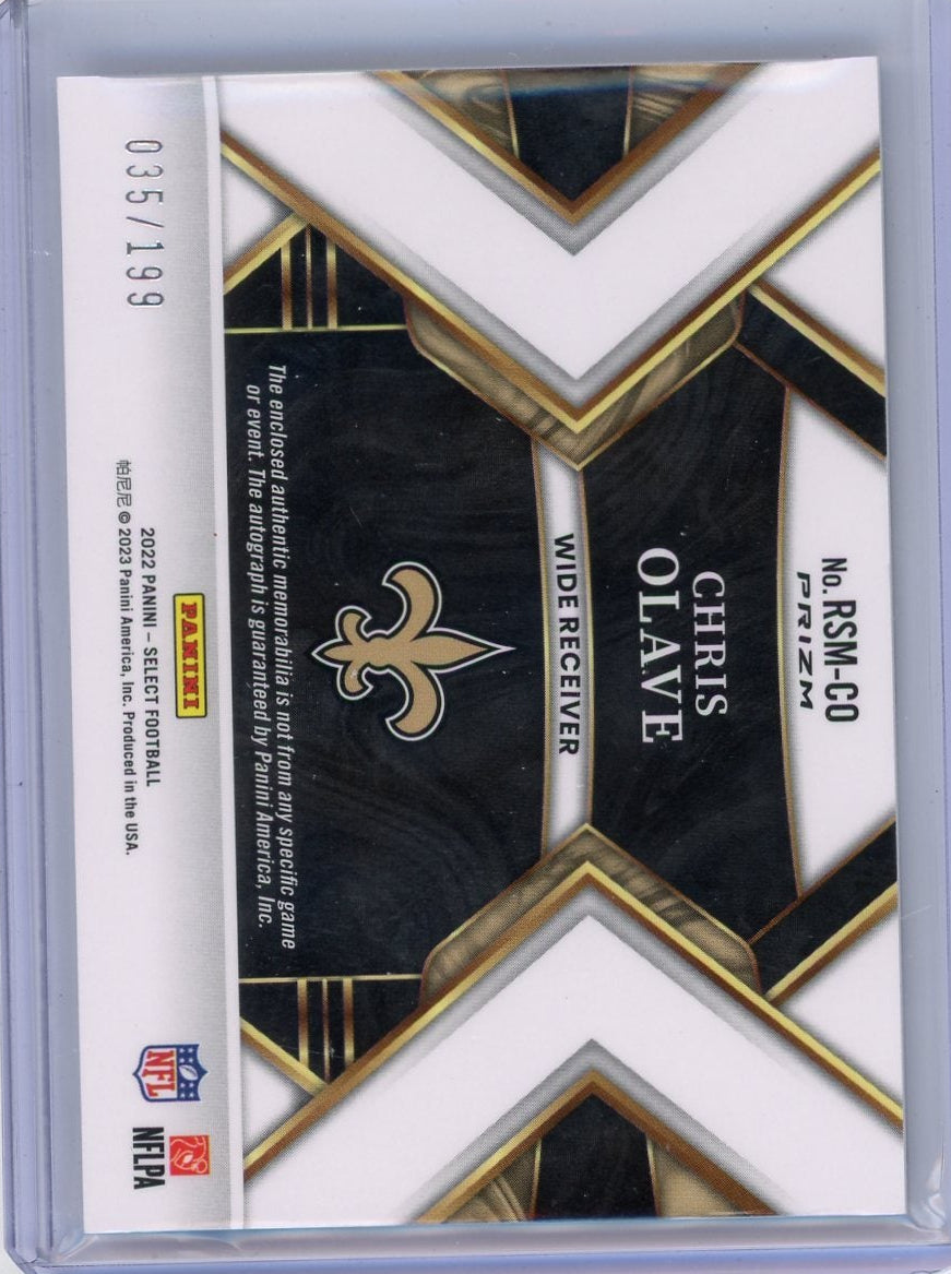 Chris Olave 2022 Panini Select Rookie Patch Autograph Silver #'d 035/199