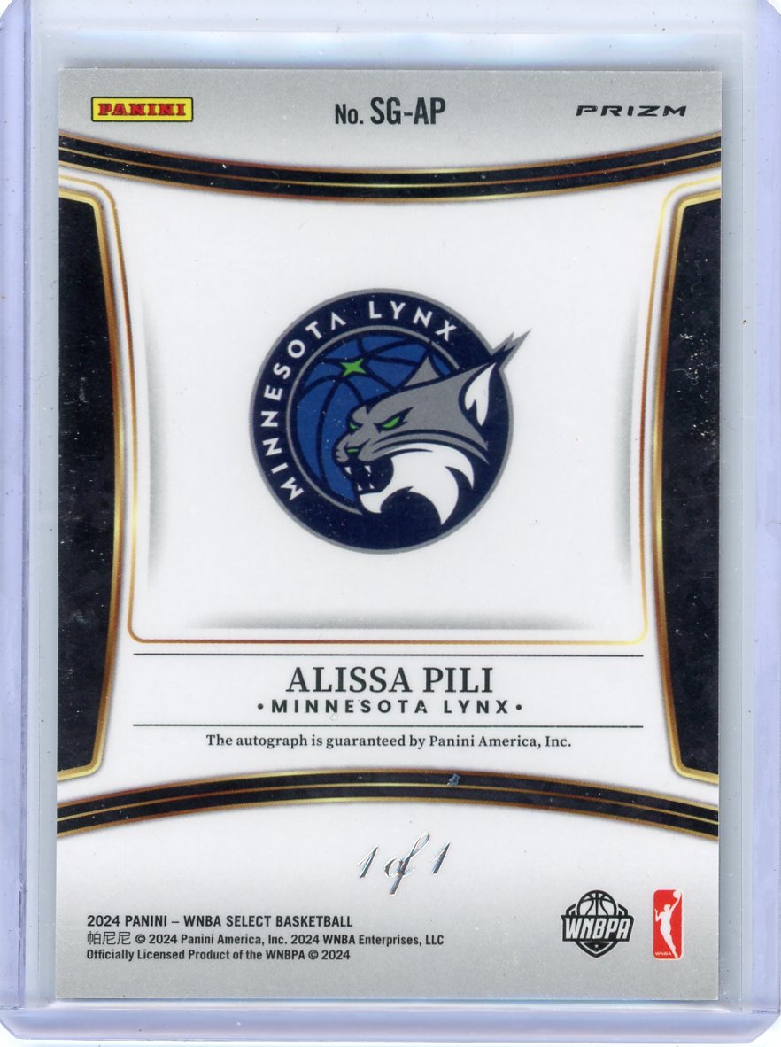 Alissa Pili 2024 Panini Select WNBA Black Prizm autograph rookie card #'d 1/1