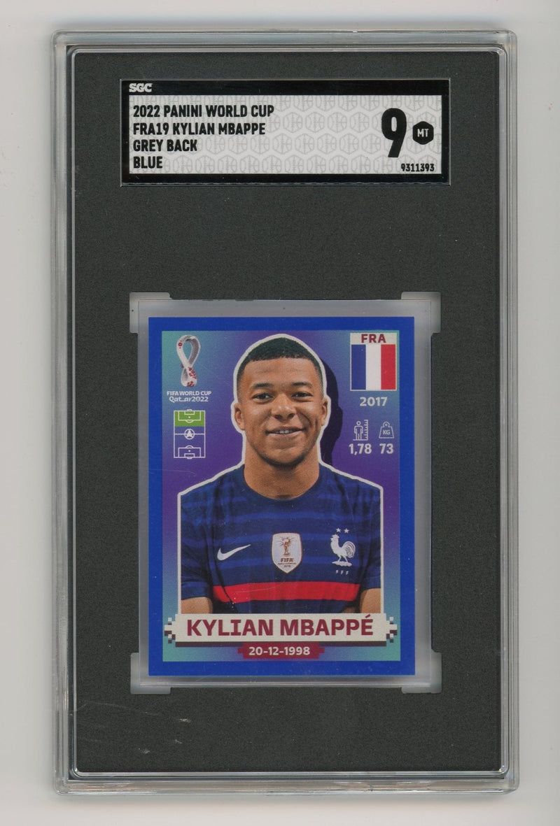 Kylian Mbappe 2022 Panini World Cup Grey Back blue SGC 9