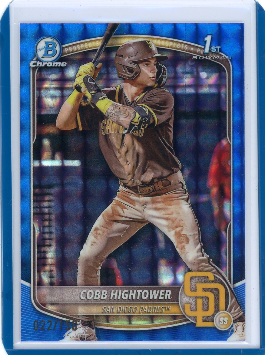 Cobb Hightower 2025 1st Bowman Chrome blue geometric ref. #'d 022/150