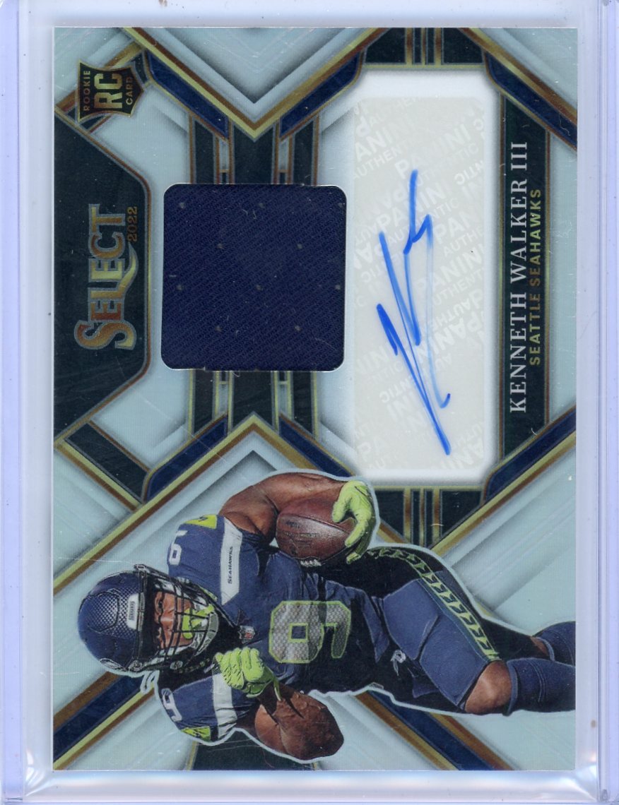 Kenneth Walker 2022 Panini Select Rookie Patch Autograph Silver #'d 147/199