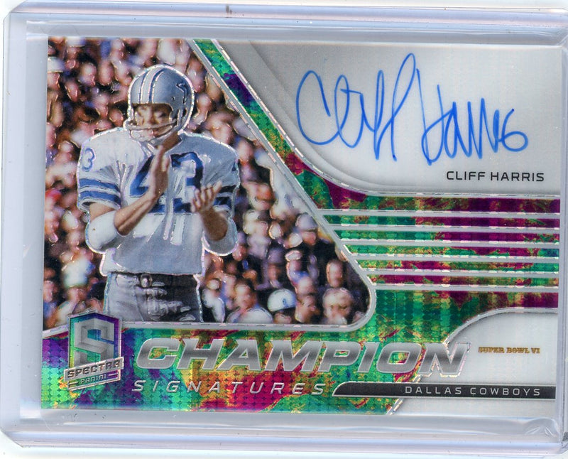 Cliff Harris 2021 Panini Spectra Champion Signatures auto celestial prizm 