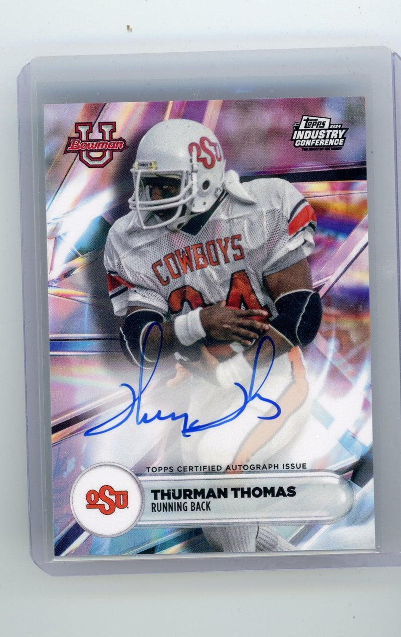 Thurman Thomas 2024 Topps Bowman University Industry Conference Exclusive Promo autograph