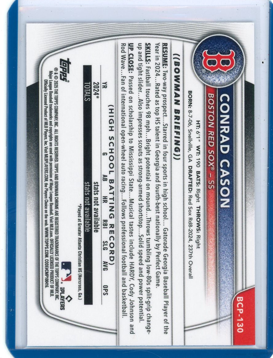 Conrad Cason 2025 1st Bowman Chrome blue geometric ref. #'d 099/150