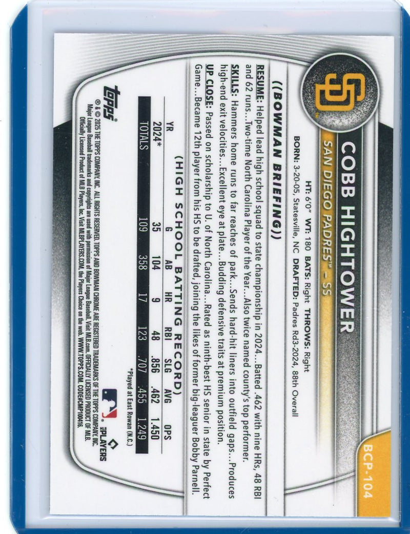 Cobb Hightower 2025 1st Bowman Chrome blue geometric ref. 