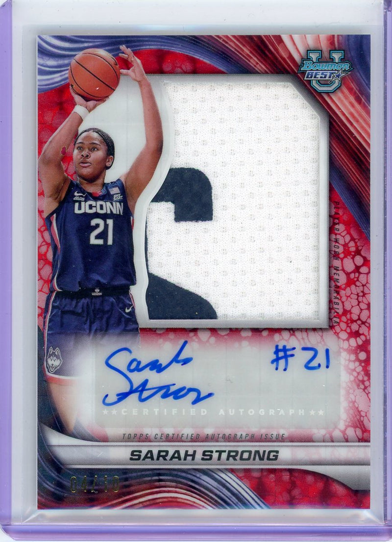 Sarah Strong 2024-25 Bowman U Best Prospect Jumbo Relic Auto Red Geometric 