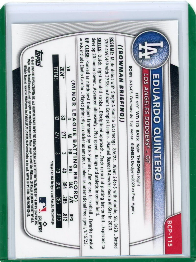 Eduardo Quintero 2025 1st Bowman Chrome green geometric ref. 