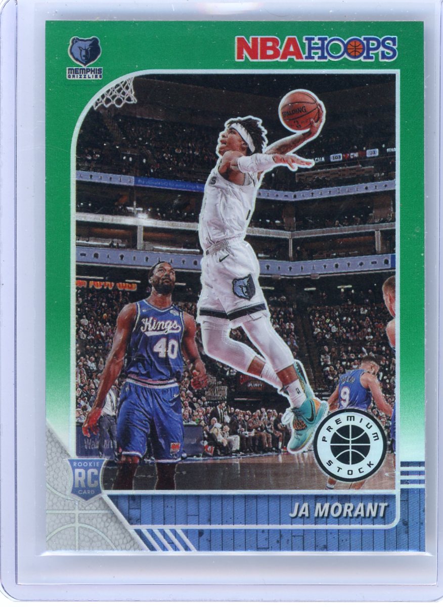 Ja Morant 2019-20 Panini NBA Hoops Premium Stock green prizm rookie card