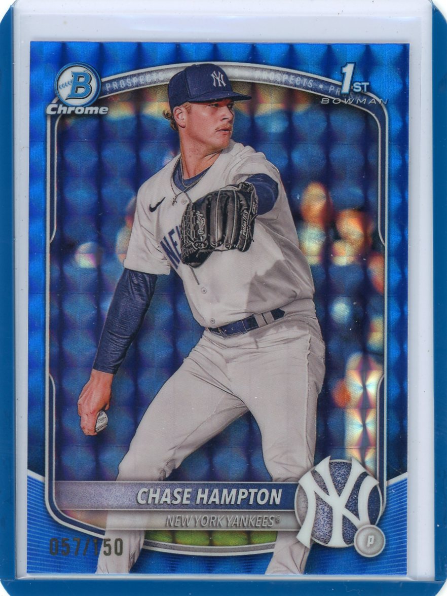 Chase Hampton 2025 1st Bowman Chrome blue geometric ref. #'d 057/150