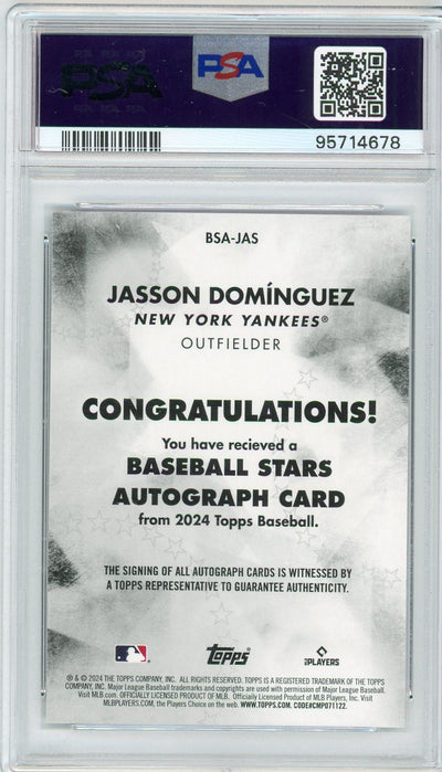 Jasson Dominguez 2024 Topps Baseball Stars autograph rookie card PSA 10