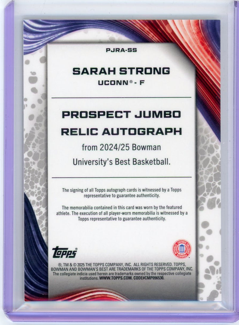 Sarah Strong 2024-25 Bowman U Best Prospect Jumbo Relic Auto Red Geometric 