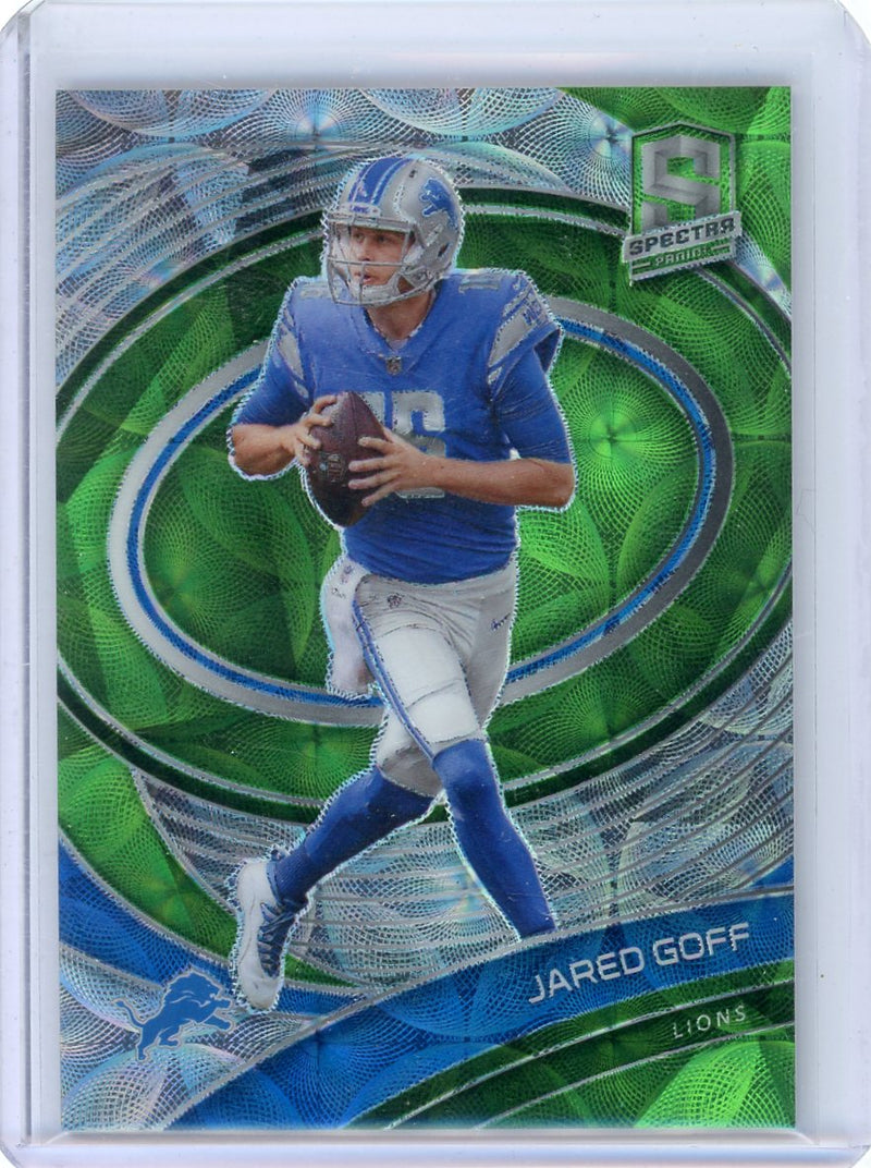 Jared Goff 2021 Panini Spectra neon green prizm 