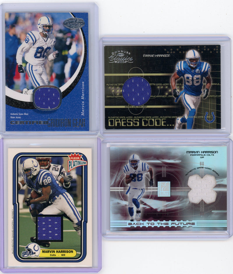 Marvin Harrison numbered 4-card jersey relic lot