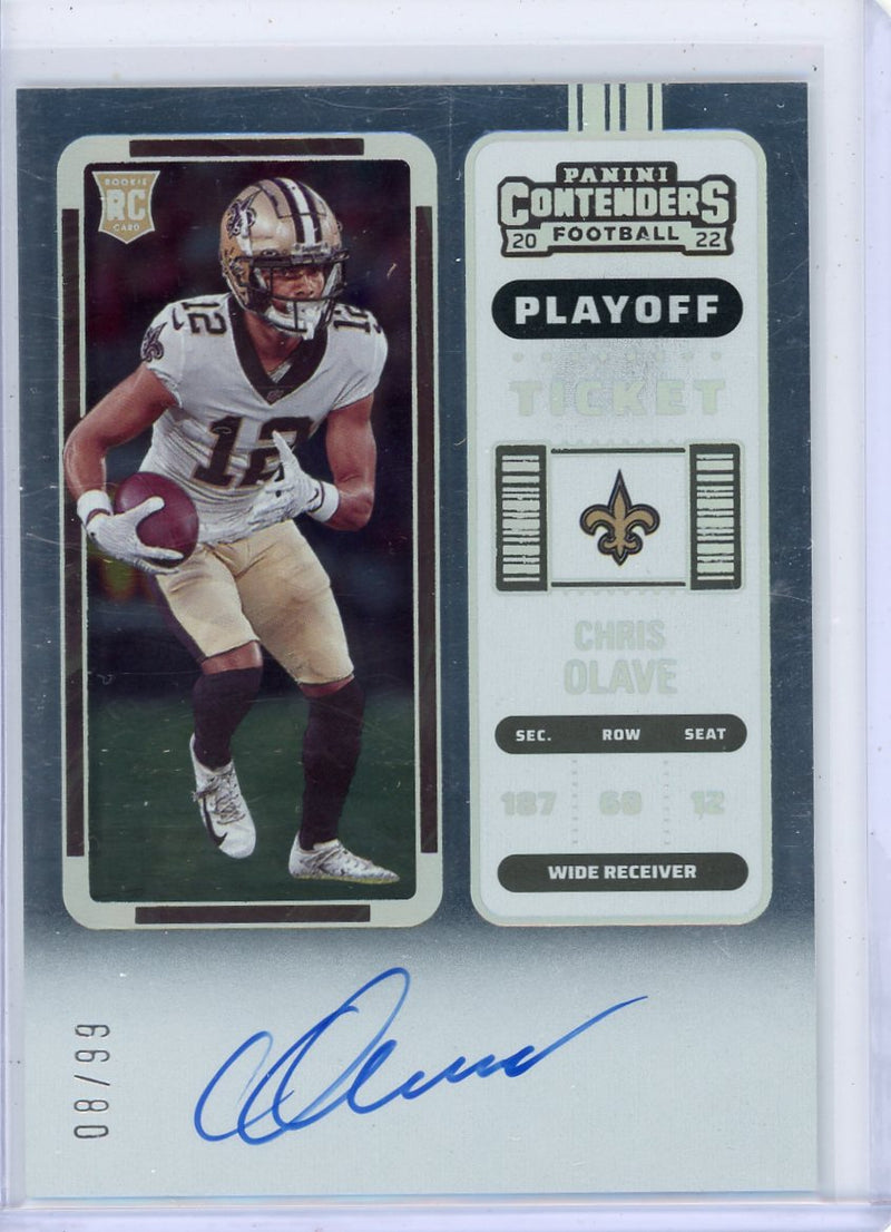 Chris Olave 2022 Panini Contenders Playoff Ticket Rookie Autograph 