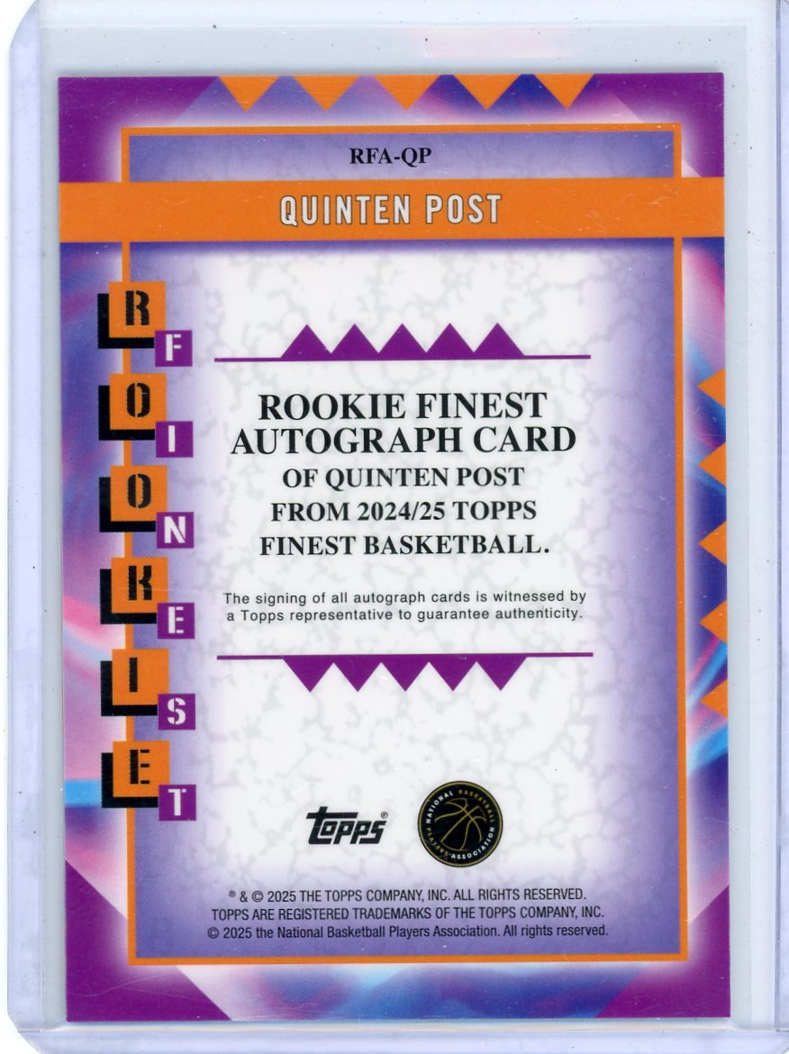 Quentin Post 2024-25 Topps Rookie Finest Auto