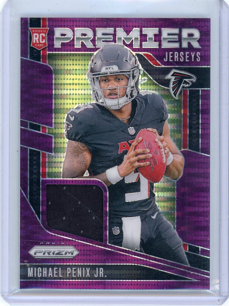 Michael Penix Jr. 2024 Panini Prizm Premier Jerseys purple pulsar prizm jersey relic rookie card