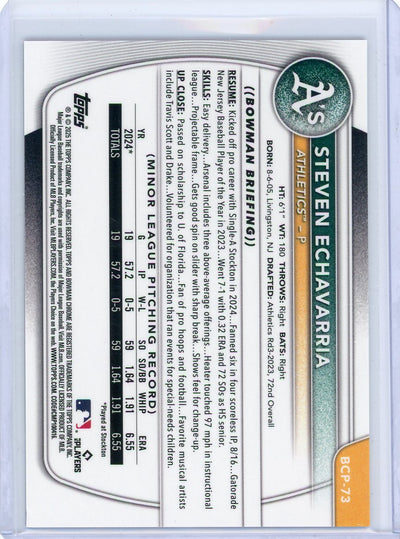 Steven Echavarria 2025 1st Bowman Chrome purple geometric ref. #'d 036/250