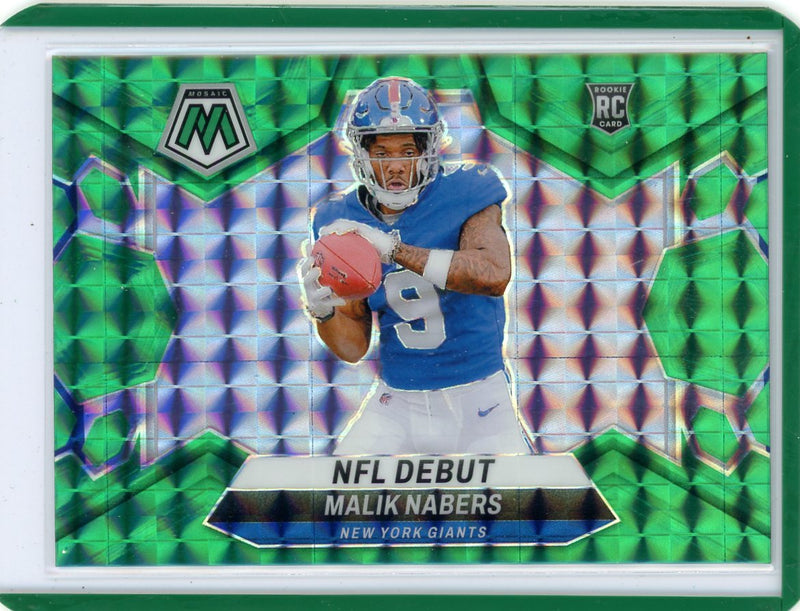 Malik Nabers 2024 Panini Mosaic debut green mosaic prizm rookie card