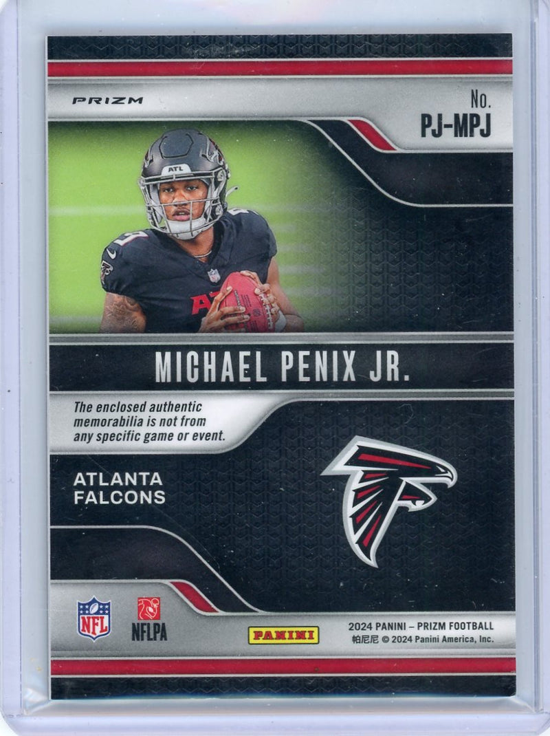 Michael Penix Jr. 2024 Panini Prizm Premier Jerseys purple pulsar prizm jersey relic rookie card