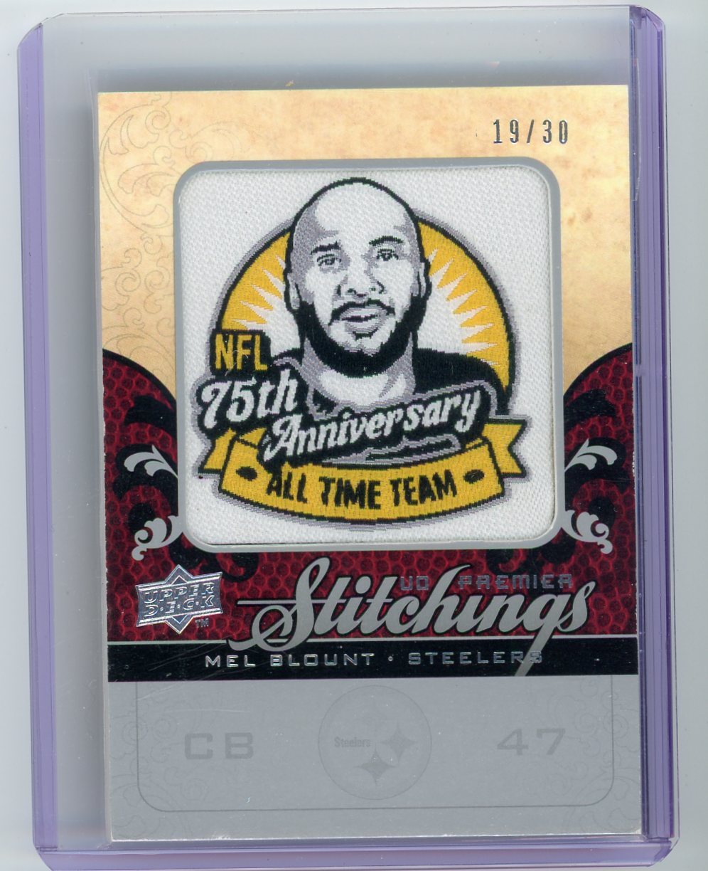 Mel Blount 2008 Upper Deck Premier Stitchings 75th Anniversary #'d 19/30