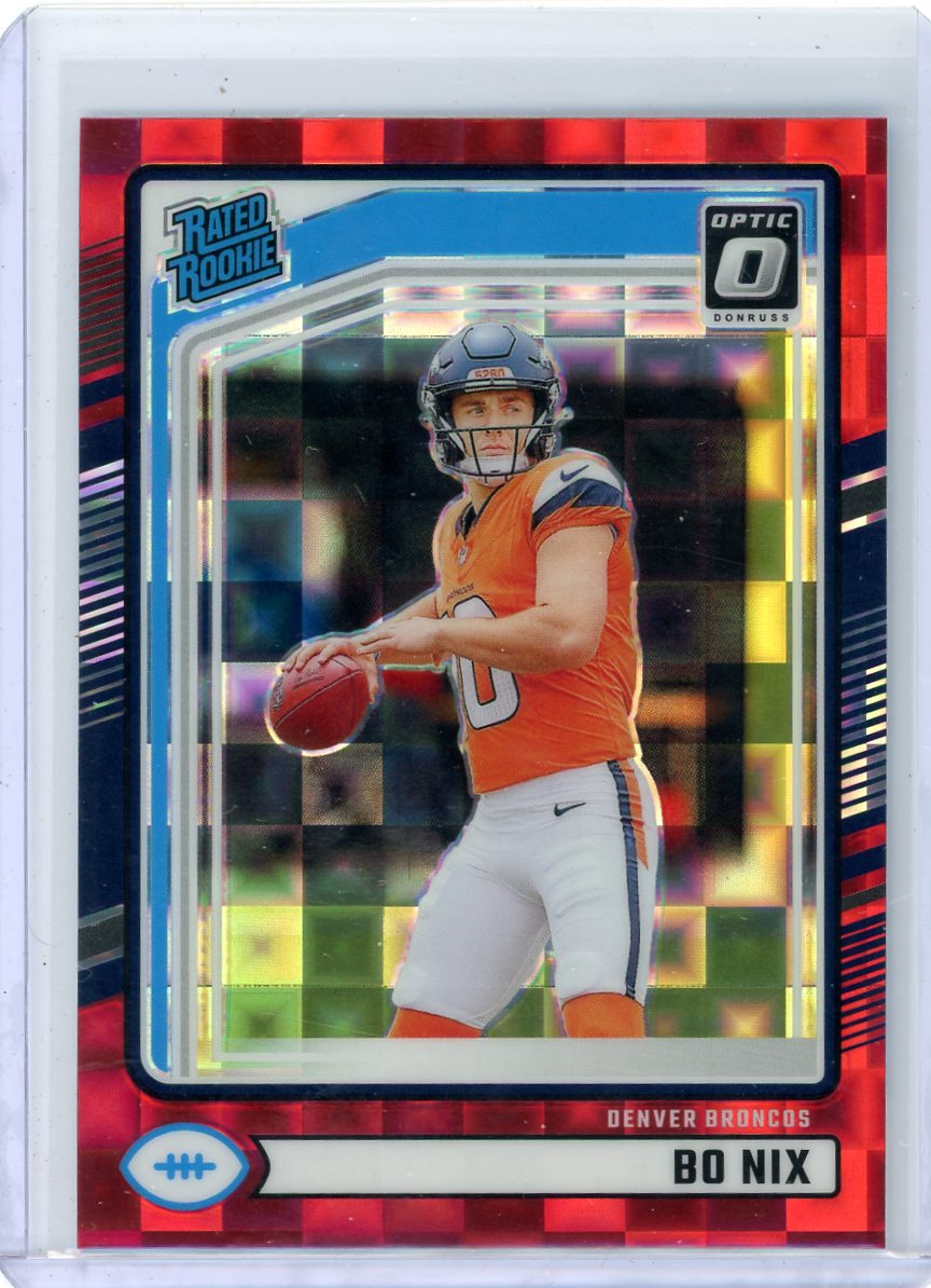 Bo Nix 2024 Panini Donruss Optic Rated Rookies Red Pandora Prizm