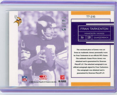 Fran Tarkenton 2007 Leaf Limited Team Trademarks Materials Prime (Game Used) #'d 14/15