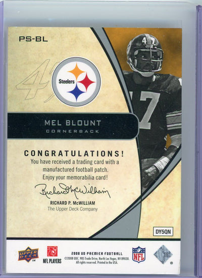 Mel Blount 2008 Upper Deck Premier Stitchings 75th Anniversary #'d 19/30