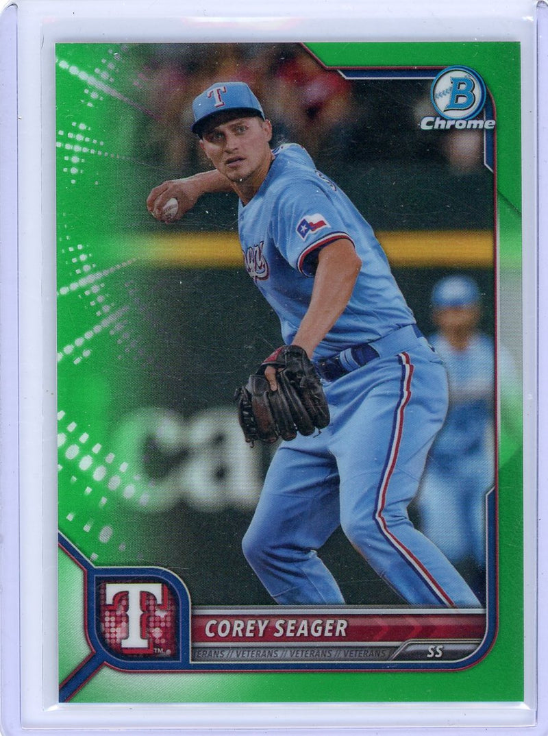 Corey Seager 2022 Bowman Chrome green refractor 