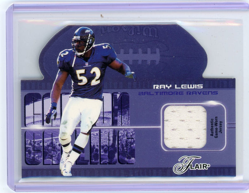 Ray Lewis 2003 Fleer Flair auth. game-used jersey relic die-cut