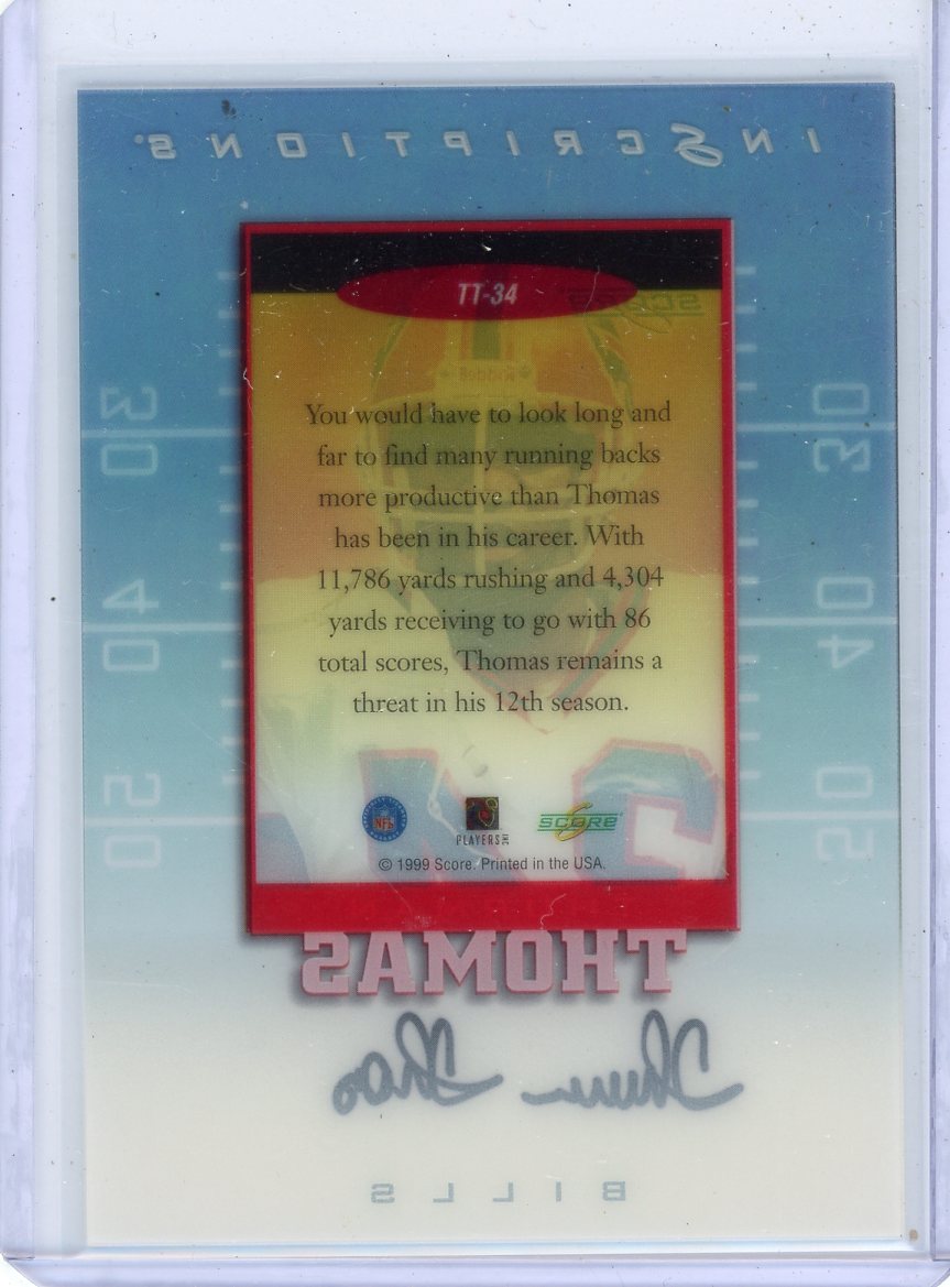 Thurman Thomas 1999 Score Inscriptions autograph