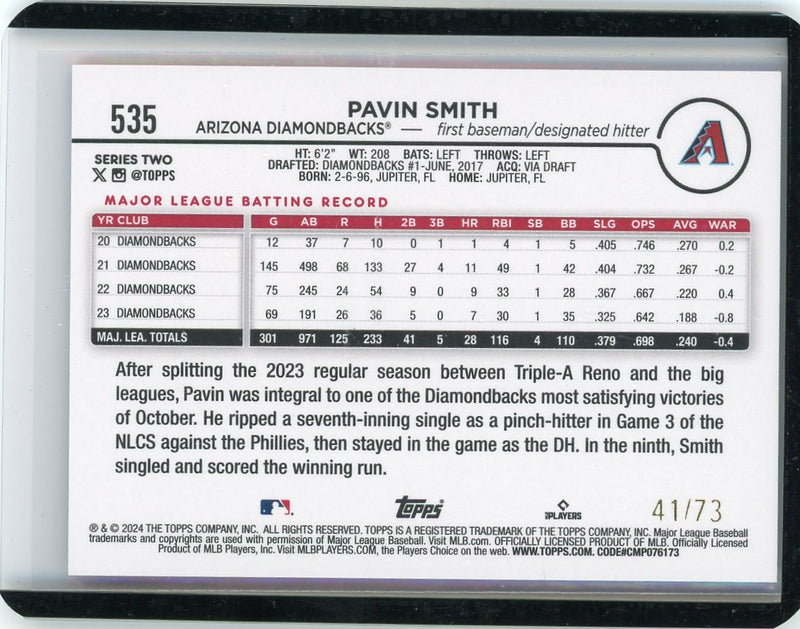 Pavin Smith 2024 Topps black 