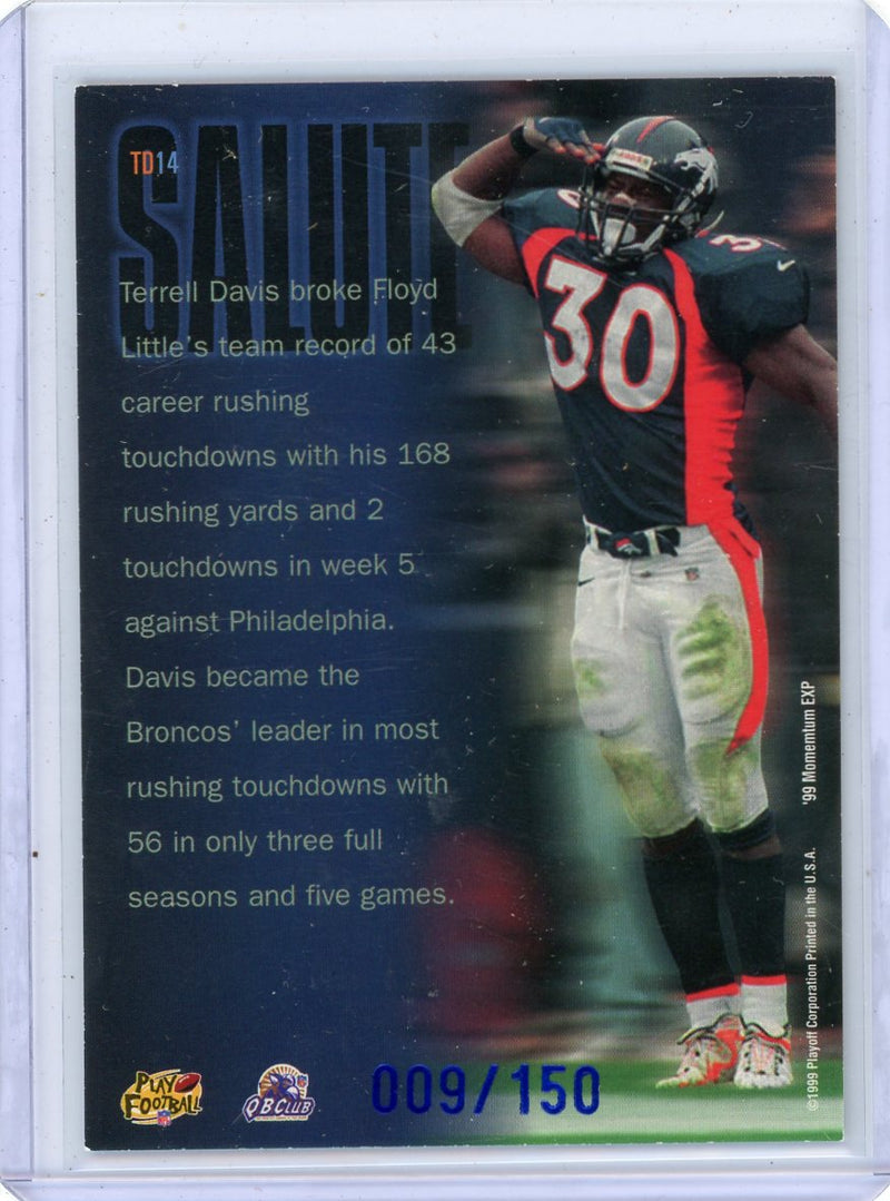 Terrell Davis 1999 Playoff Authentic Signature Salute autograph 