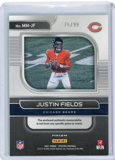 Justin Fields 2021 Panini Spectra Monumental relic rookie card #'d 75/99