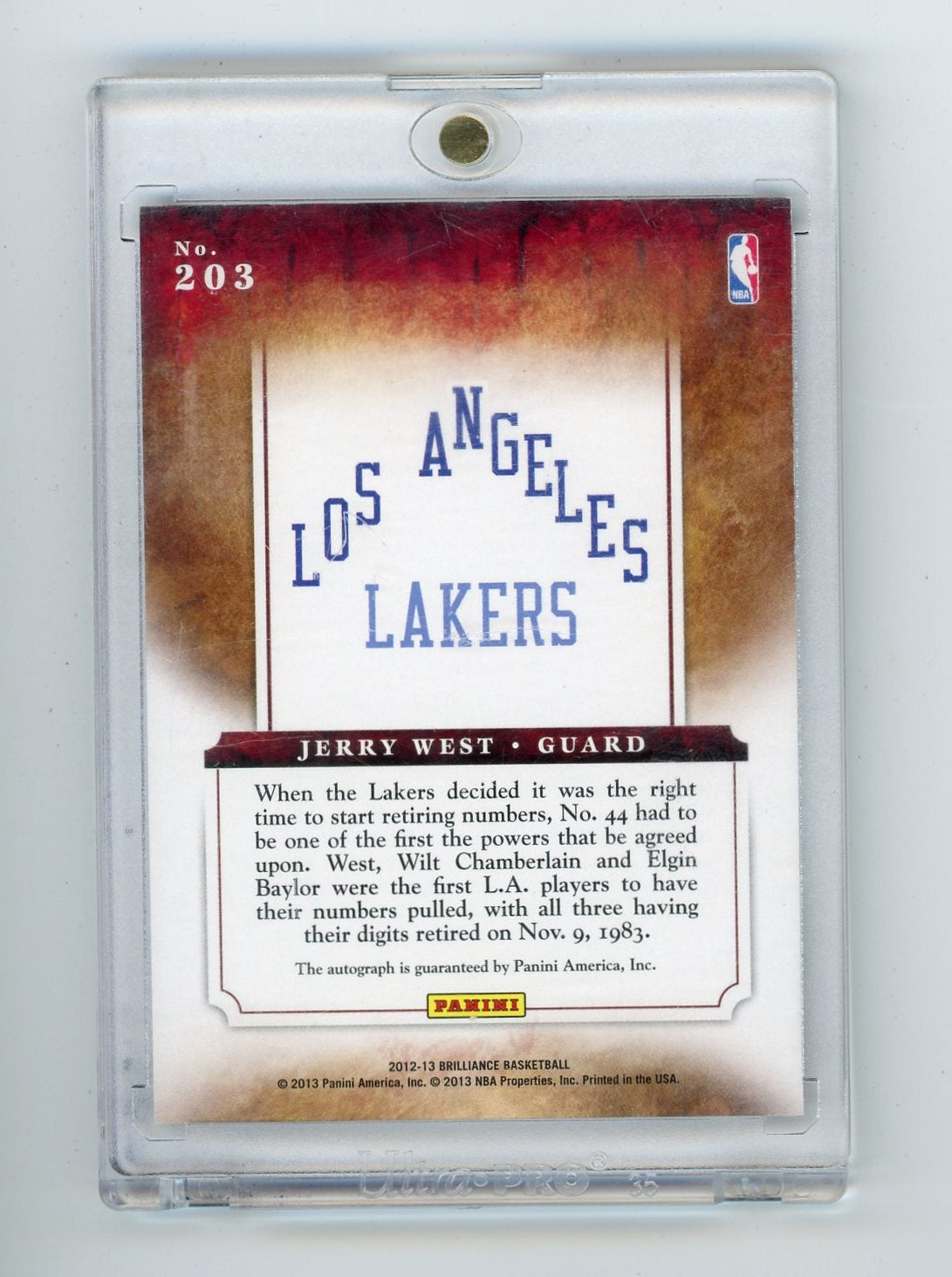Jerry West 2012 Panini Brilliance Autograph #'d 079/149