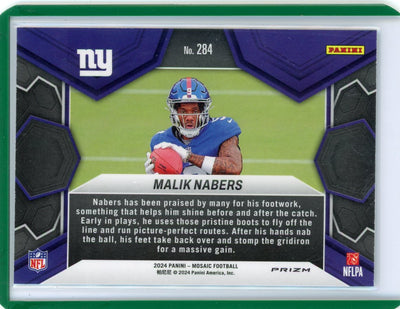 Malik Nabers 2024 Panini Mosaic debut green mosaic prizm rookie card